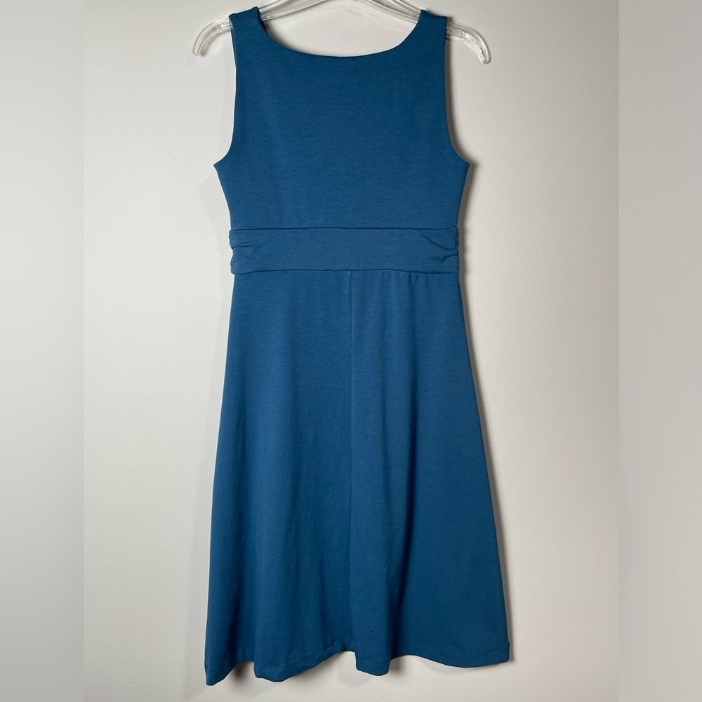 NWOT Eddie Bauer Blue Lily Crossover Midi Travel Dress - Picture 2 of 12